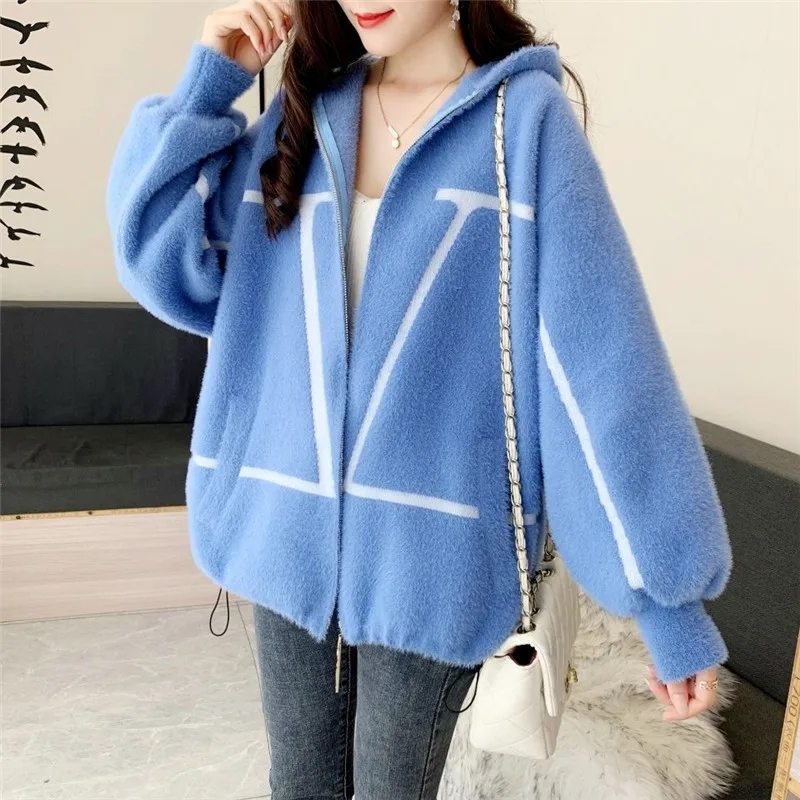 

Fall/Winter Imitation Mink Fur Coat Women's New Large-Size Woolen Jacket Korean Cardigan Outwear Female Fashion Overcoat Tide