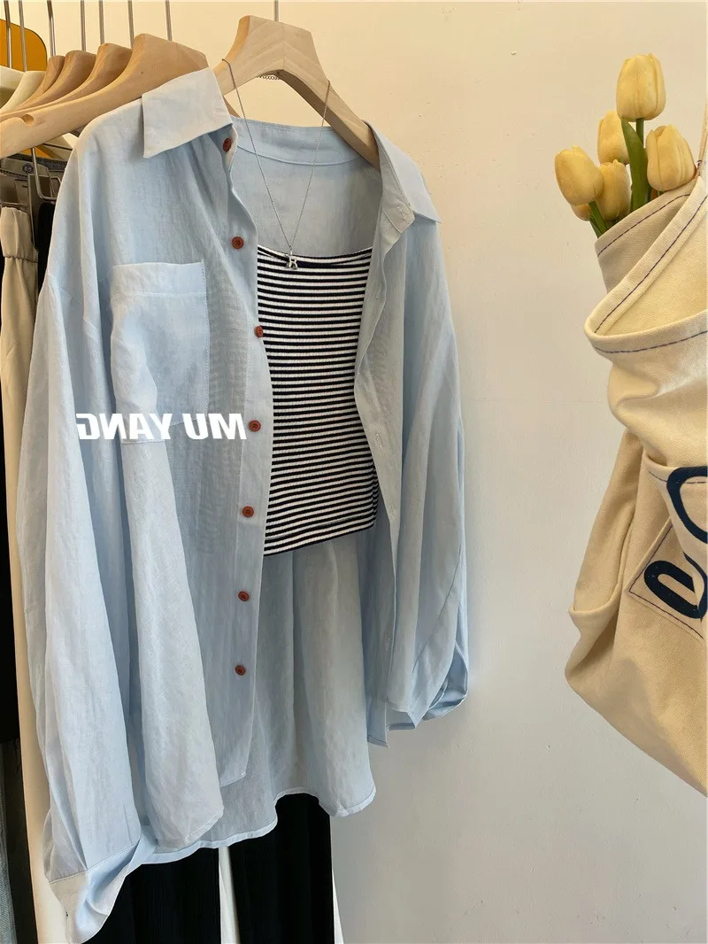 Official Sun Protection Clothing 2023 Women's Shirt Summer Korean Version Casual Loose Long Sleeve Thin Shirt Cheap Wholesale