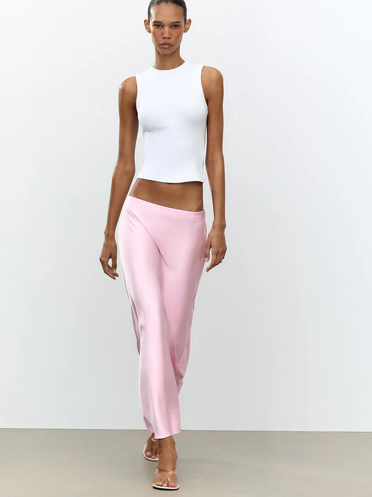 

Новая летняя женская модная атласная юбка-миди Street Sle со средней талией, универсальная ткань Quali, повседневная юбка-стойка