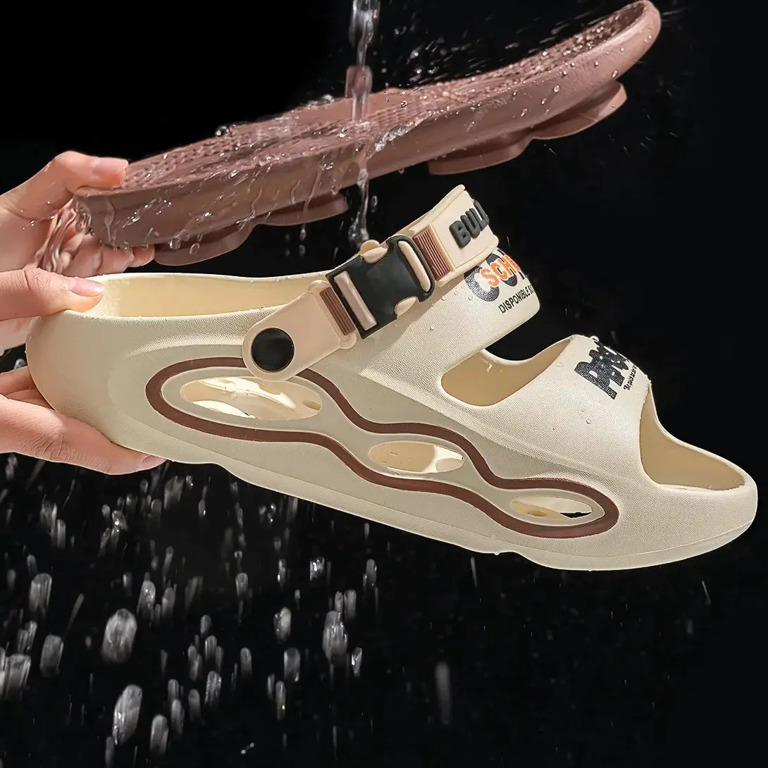 

Мужские удобные тапочки, уличные пляжные сандалии из ЭВА Sofe, нескользящие повседневные прочные шлепанцы с открытым носком, дышащая обувь для воды