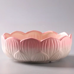 구멍이 없는 세라믹 화분, 수선화 화분, 바닥 수련 세라믹 그릇, 수경 용기, 홈 데코, 1 개
