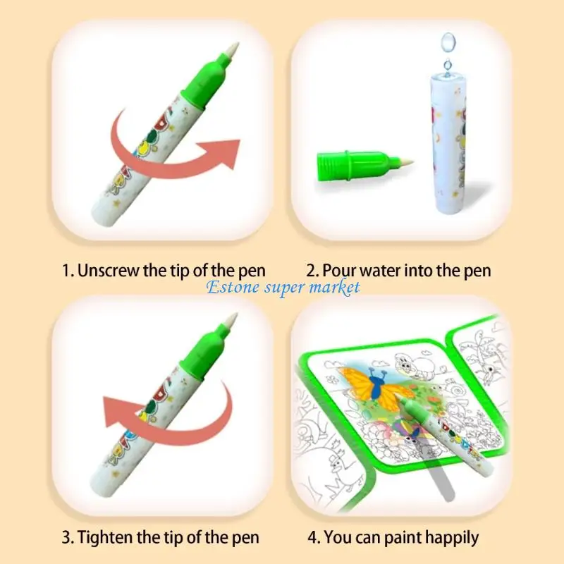 Livre coloriage à l'eau magique réutilisable 090B, jeu d'art éducatif pour enfants, livre dessin, jouet