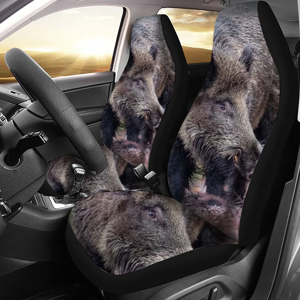 Boar Animal Pattern Car Seat Cover Fits Most Car Interior Accessories Set of 2 Universal Front Seat Covers