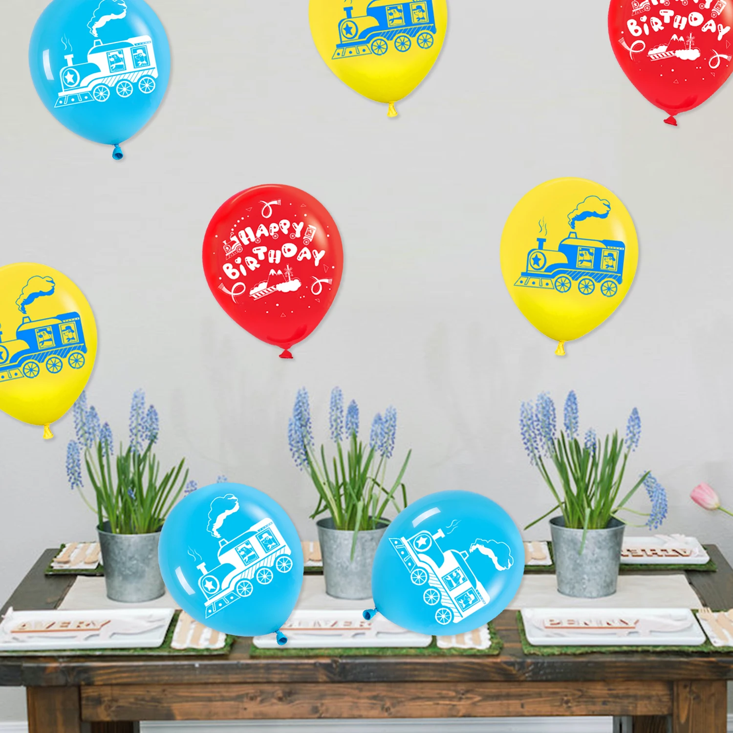 9Pcs Train Theme Party Decoration Balloons Railroad Crossing Latex Balloons for Birthday Party Supplies