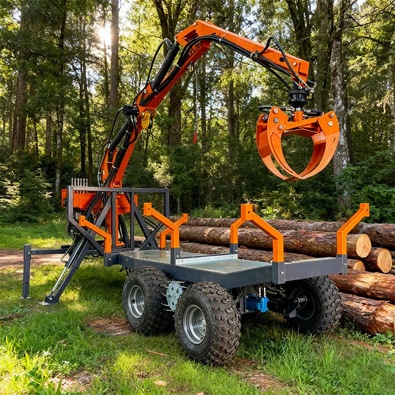 Forestry Firewood Logging Crane Timber Trailer Log Trailer with Hydraulic Timber Loading Crane Remolque