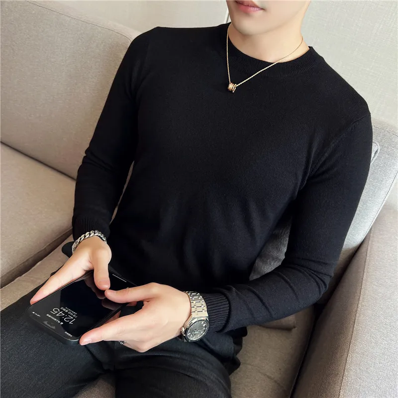 

Men's round Ne Knitwear Slim Fit Thiened Casual Faion Warm Color Knitted irt Autumn Winter Top Breathable Long ...