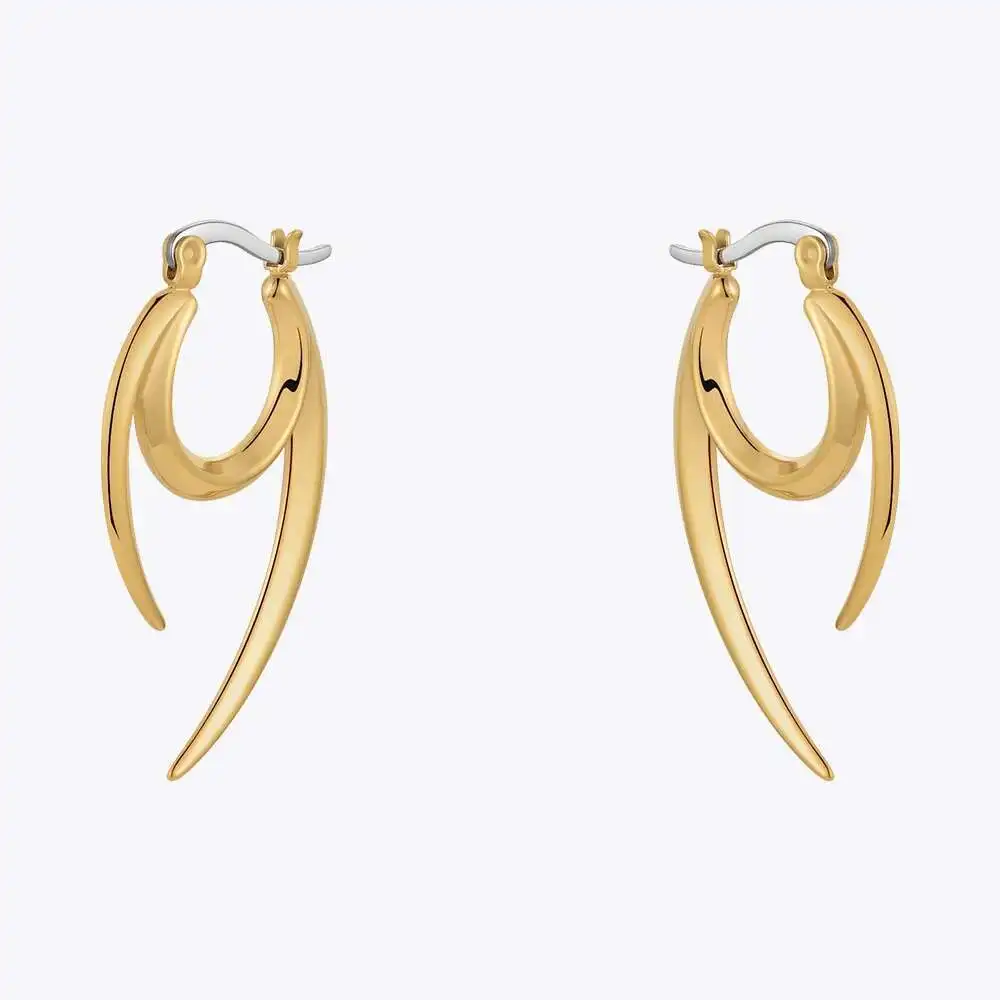

ENFASHION Aretes Round U Double Blade Drop Earrings Pendientes For Women Gold Color Long Dangle Earings Fashion Jewelry E221477