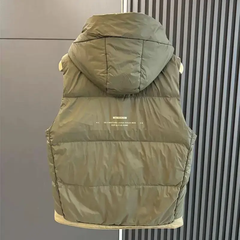 

Winter new white duck down vest, American trendy brand tooling hooded jacket