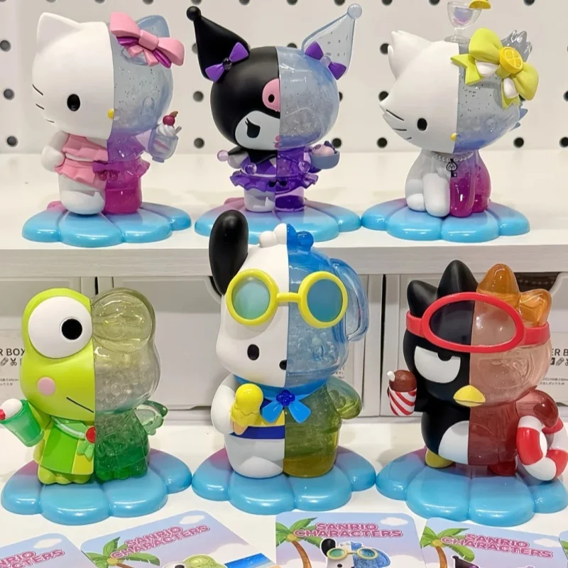 Sanrio Sea Breeze Series Blind Box Figure Kuromi Cinnamoroll Pompom Purin Kerokero Keroppi Action Figurines Model Statue Toys