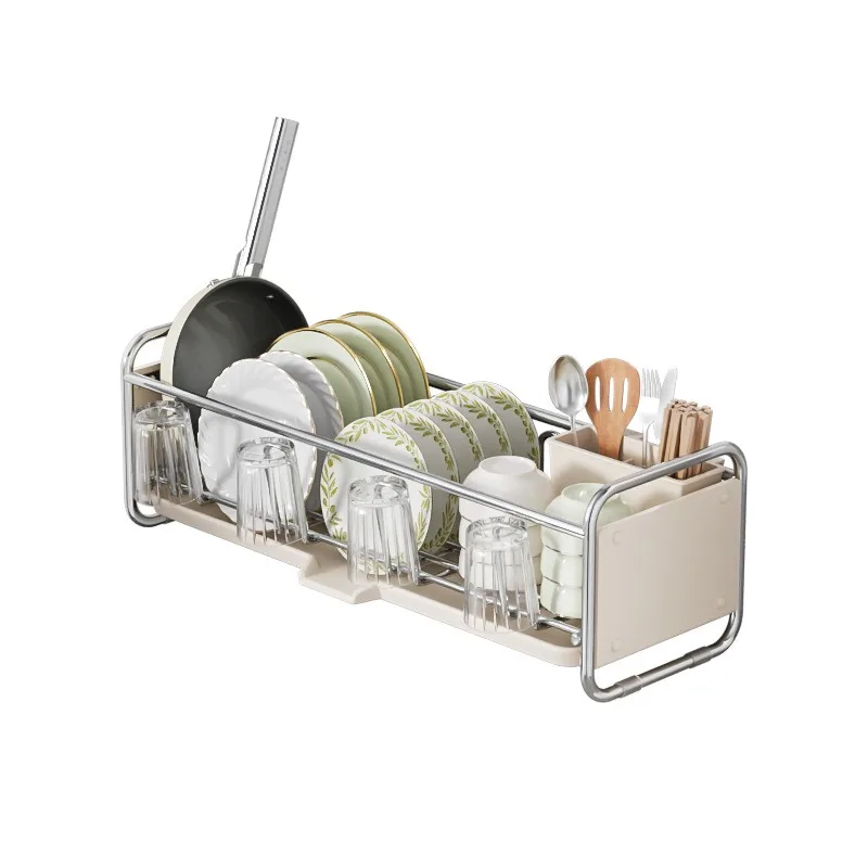 Kitchen Dish Drying Rack,Sink Metal Narrow Storage Organizer,Stainless Steel Shelf,Multifunctional Bowl Plates Tableware Drainer