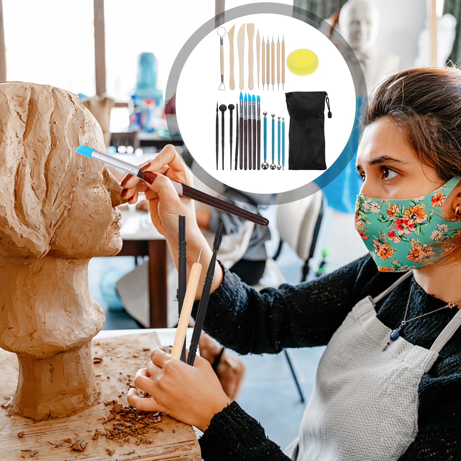 

1 set 1 Set Pottery Carving Tools Clay Modeling Kit For Sculpting Shaping Smoothing Reusable Diy Clay Craft Supplies Tool Set