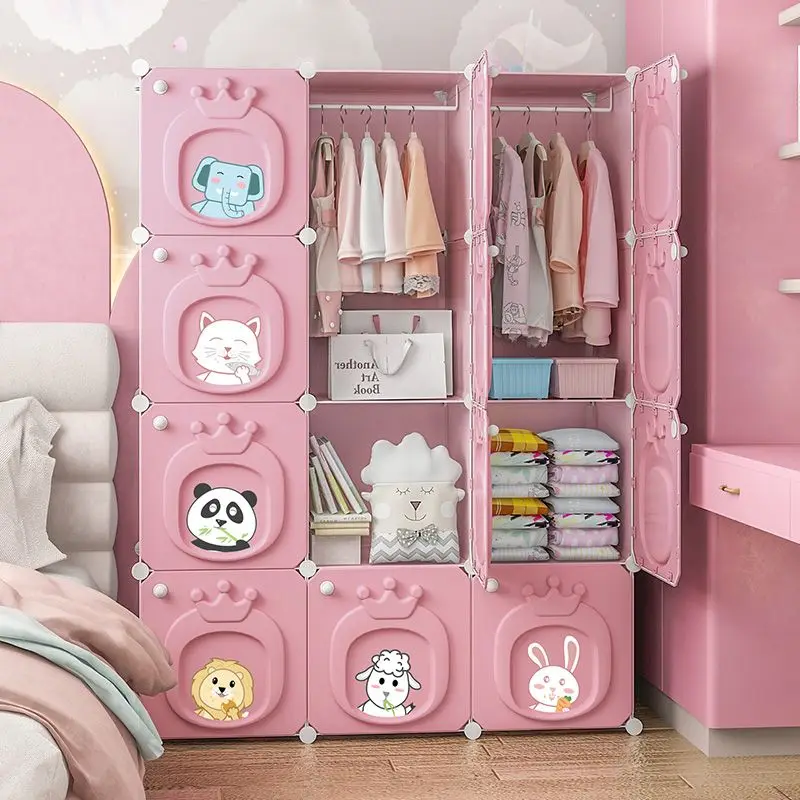 Modern Simplicity Children Bedroom Furniture Folding Wardrobe Cabinets Storage Locker Plastic Collapsible Box Clothes Closet