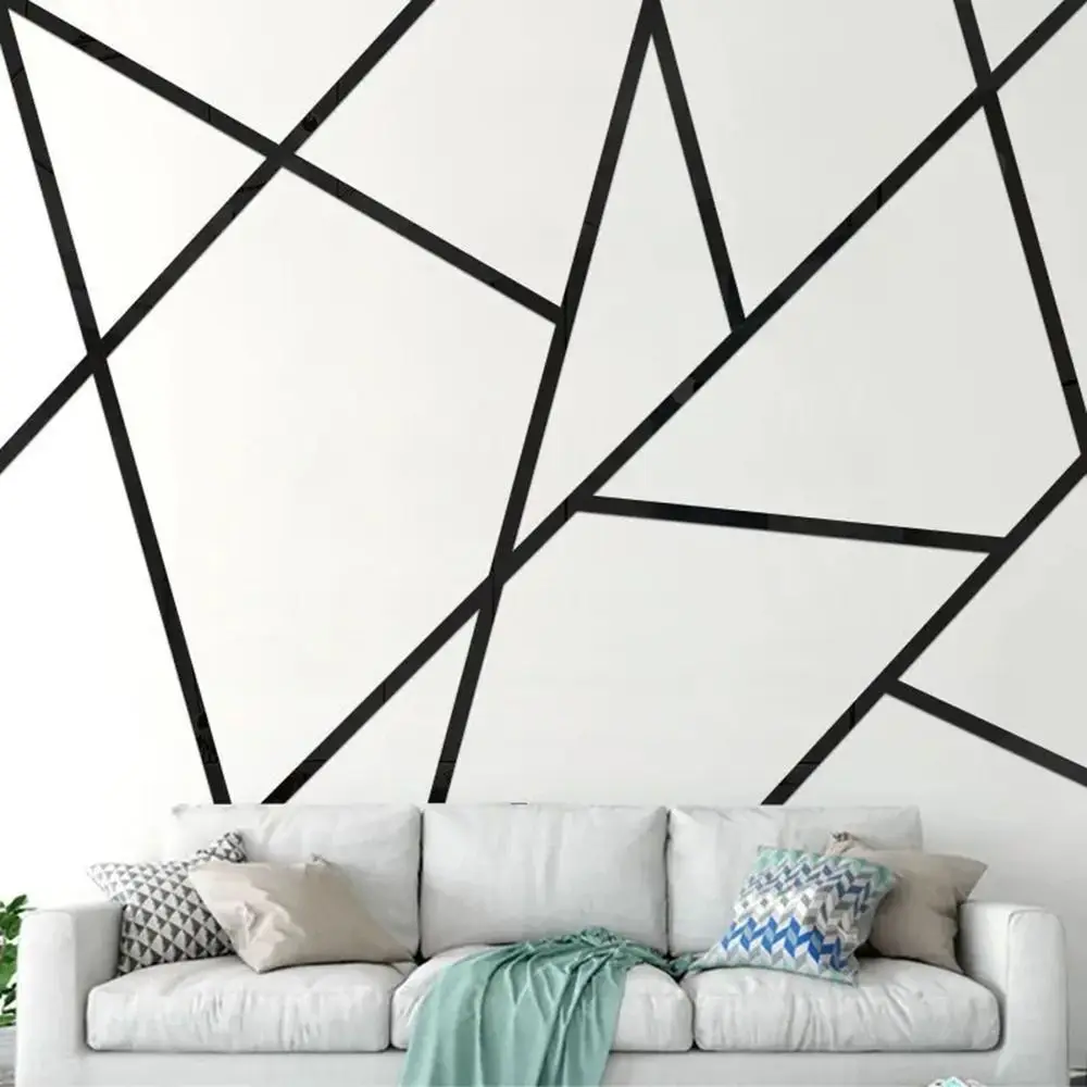 3Meter Mirror Wall Sticker Waist Line Self-adhesive Stainless Steel Flat Decorative Line Background TV Wall Line DIY