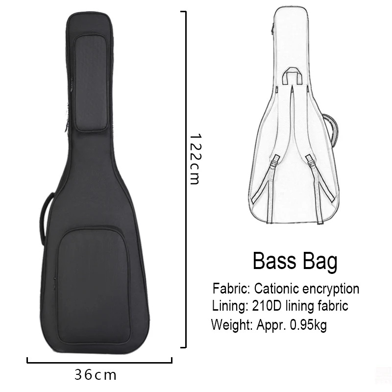 15mm Thickend Cotton Pad Guitar /Bass Bag Rip-stop Backpack Shoulder Bag Cover Carrying Case Color Options Neck Cushion Design image 5