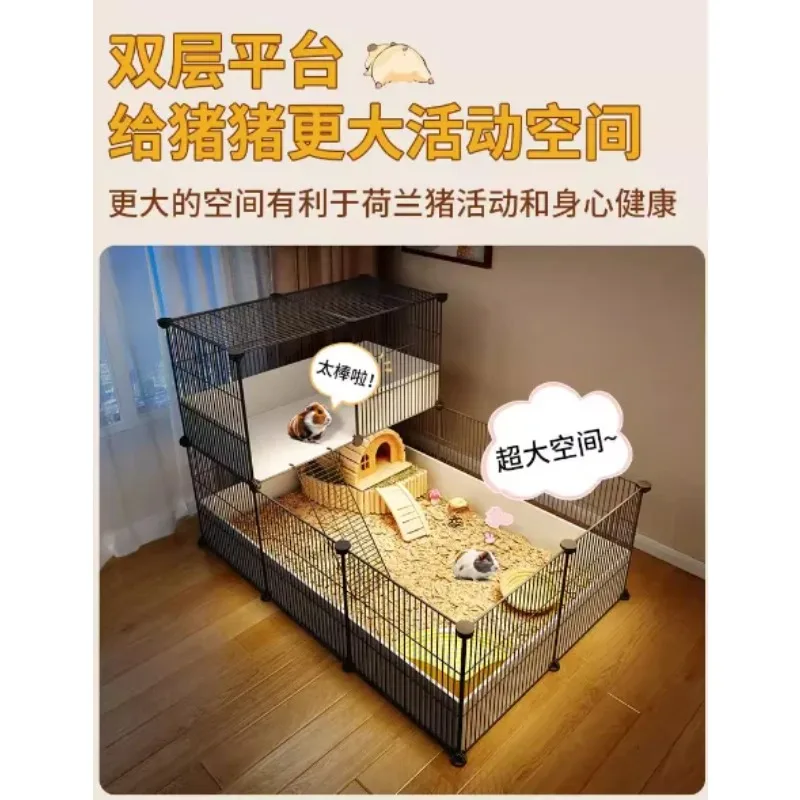 قفص خنزير غينيا فيلا خنزير غينيا مساحة كبيرة مجانية لتقوم بها بنفسك منزلية داخلية صغيرة لحفظ الحيوانات الأليفة السياج