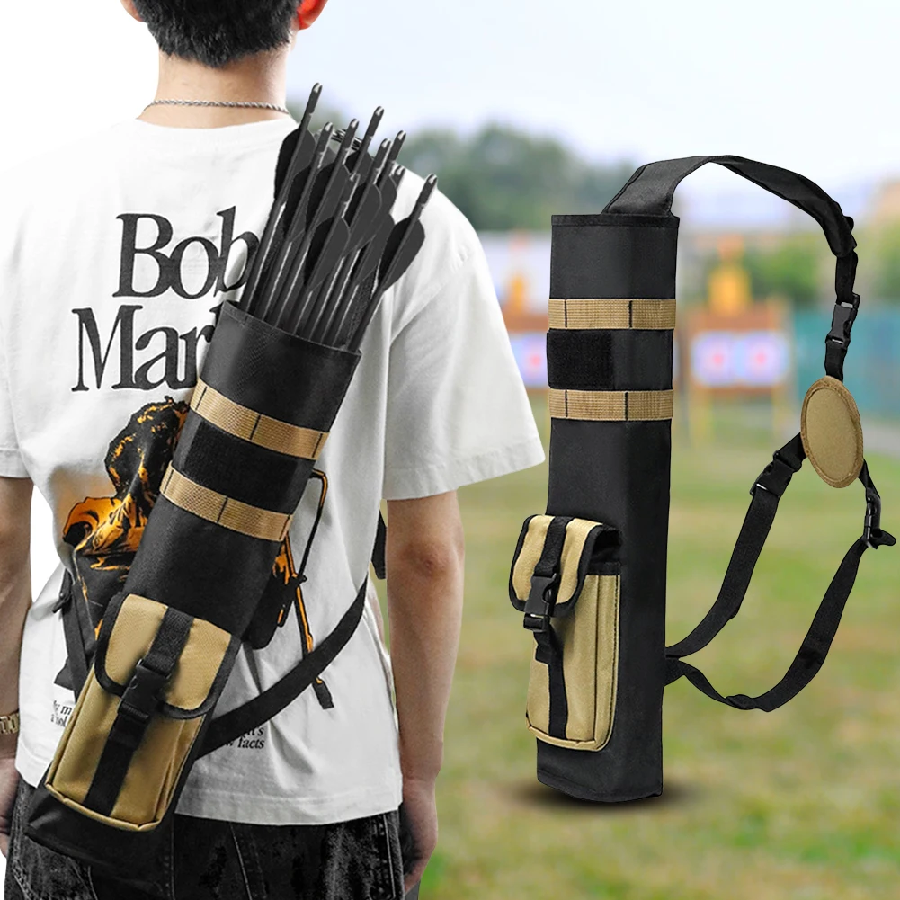 Archery Quiver with Molle System Pocket Back Arrow Quiver Dual Use Adjustable Arrow Bag for Target Shooting Hunting