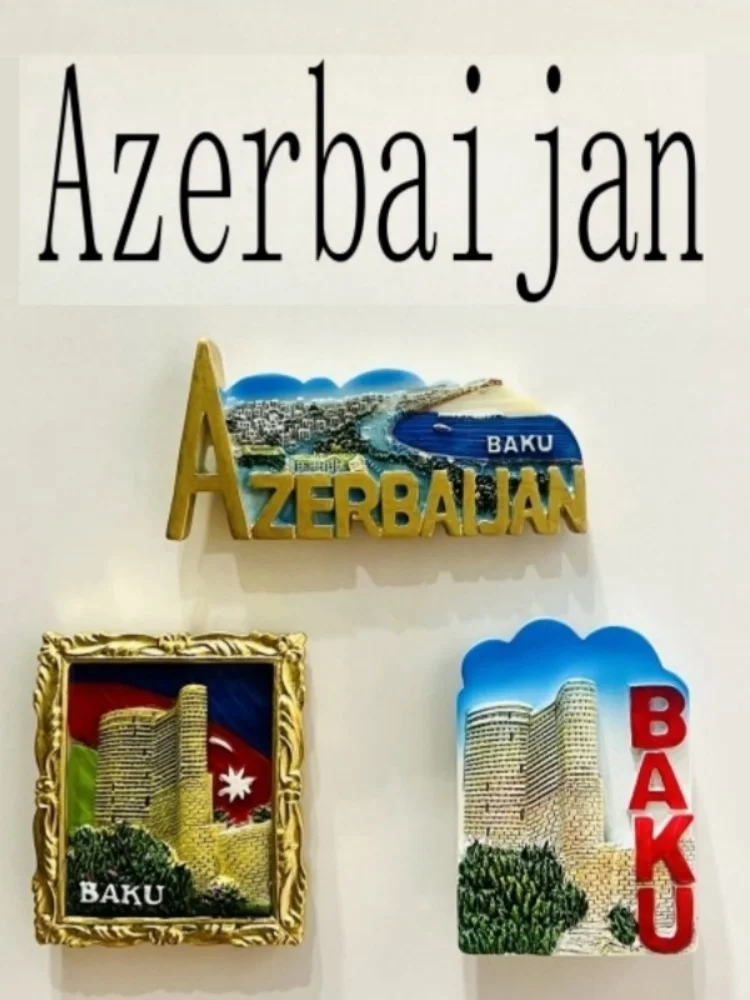 أذربيجان ثلاثية الأبعاد مغناطيس الثلاجة زخرفة تذكارية الراتنج مغناطيس الثلاجة ملصق جمع الحرف اليدوية هدية الديكور #2