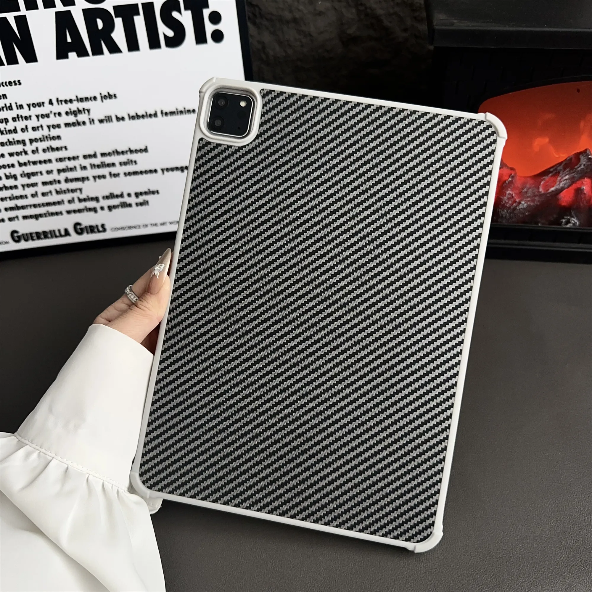 Magnetic Tablet Case For iPad Pro 11 (2022)  /  (2021)  /  (2020)  /  (2018) Borderless Carbon Fiber Acrylic Cover - Grey