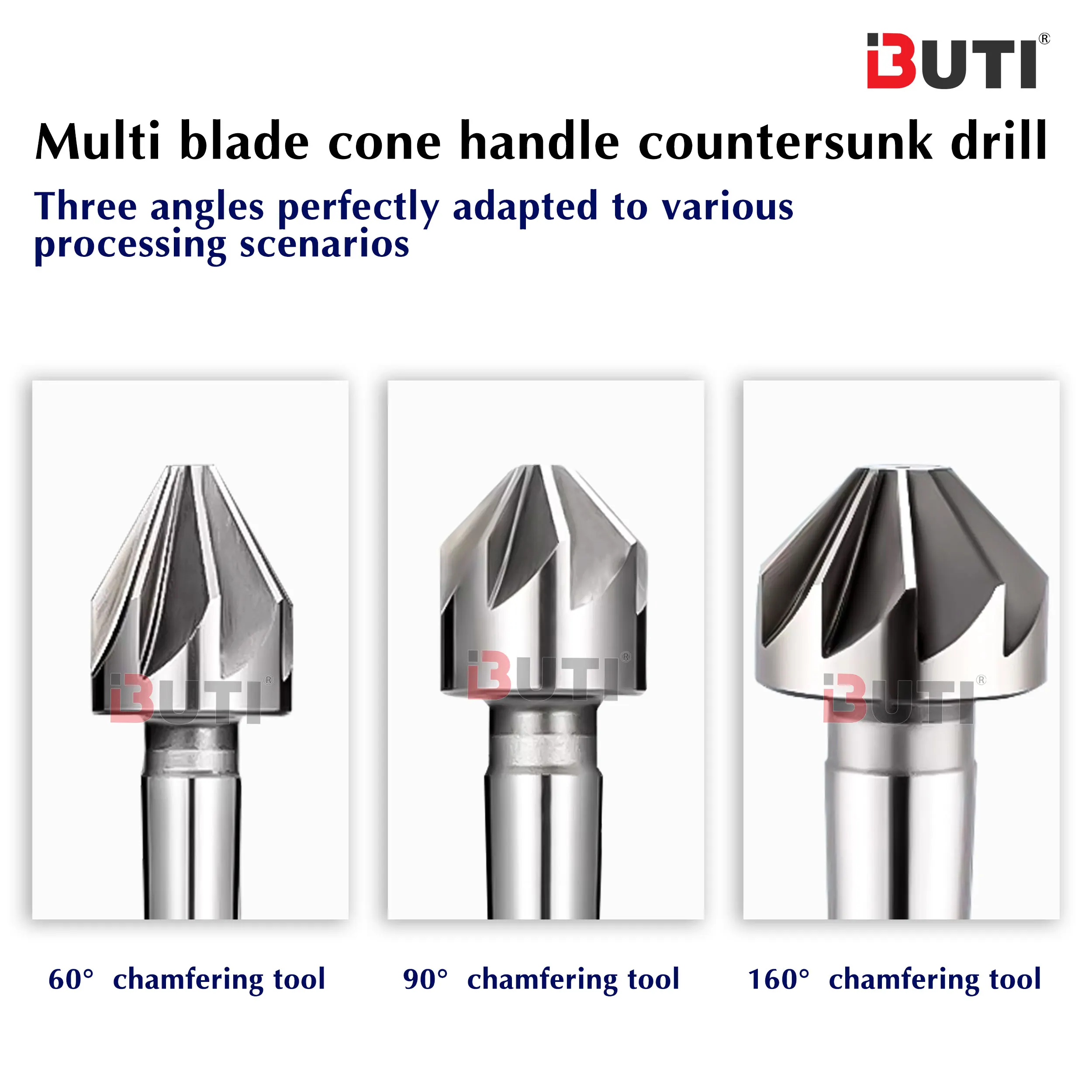 14mm-100mm Chamfer Countersink Drill Bit 60/90/120 Degree Multi Blade Straight Shank Countersunk Drill Lathe Chamfering Cutters