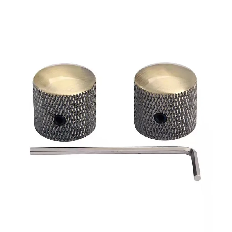 2pcs 6mm Metal Dome Knobs Electric Bass Guitar Knobs Switch Cap Volume Tone Control Knobs with Wrench Bronze/BK/CR/GD