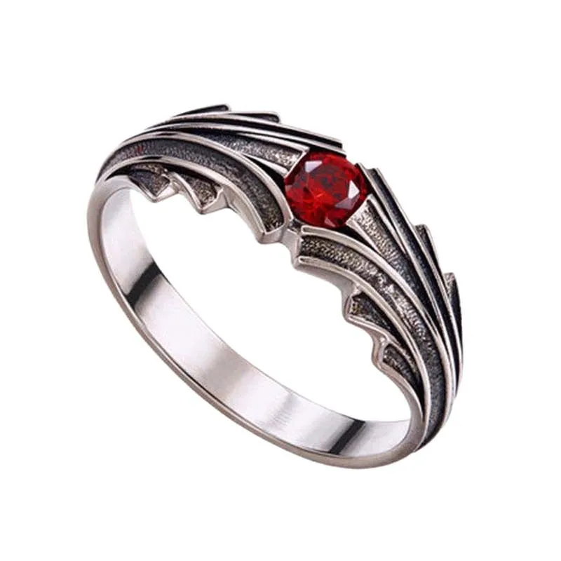 

Original Y2K anime Animation Peripheral Ring Sci Fi Red Zircon Rings