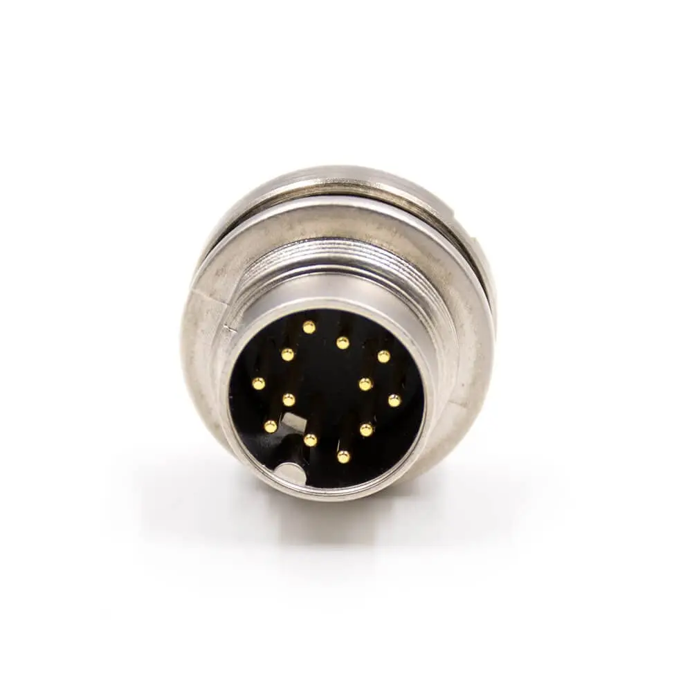 M16 Male 12Pin Connector Panel Receptacles A Coded PCB Waterproof 180 Degree Solder Connector Shield