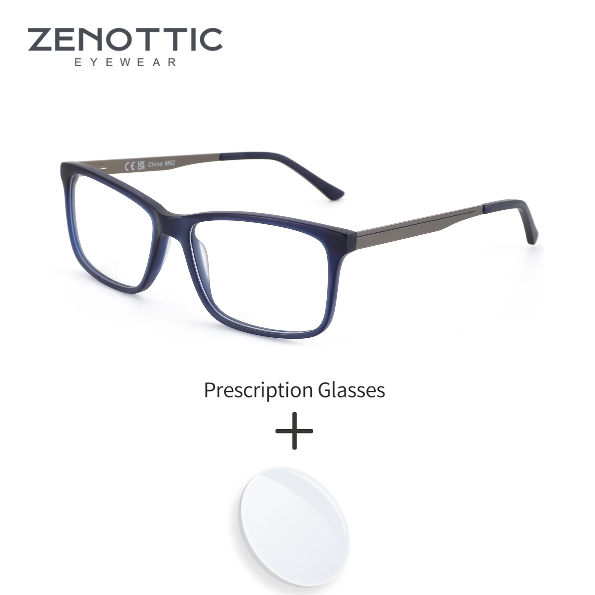 

ZENOTTIC L Size Mens Rectangle Prescription Glasses Anti Blue Light Progressive Lenses Optical Eyewear