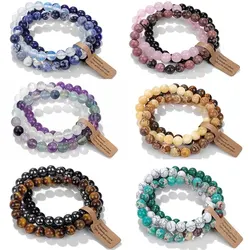 Natural Stone Crystal Beads Semi Precious Women's Bracelet Amethyst Multi Layered Combination Bracelet