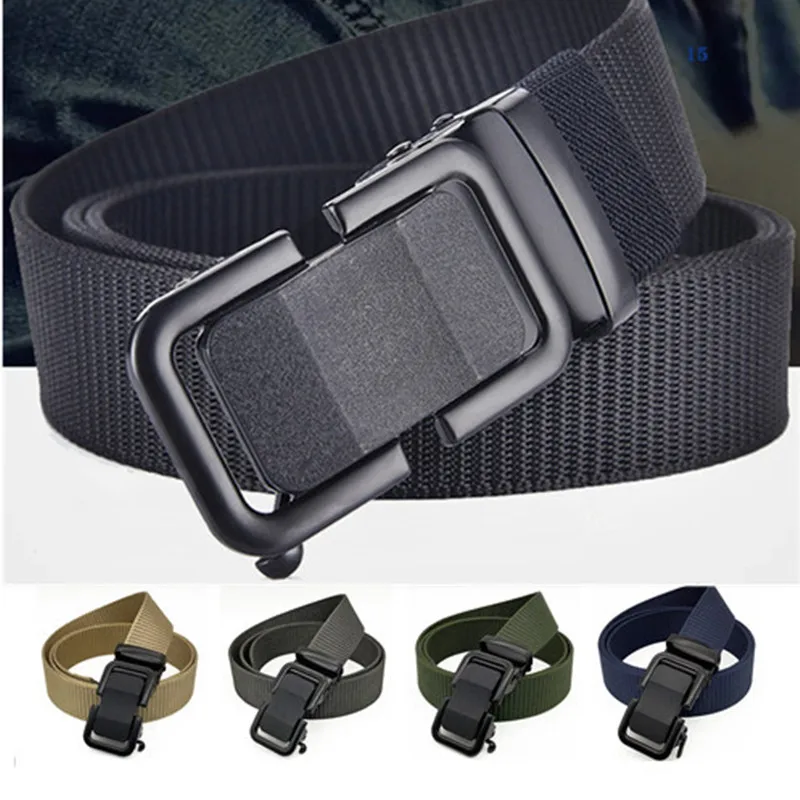 Nylon Automatic Buckle Men Belt Outdoor Tooling Jeans Solid Color Canvas Waistband High Quality Casual Tactical Belt for Men