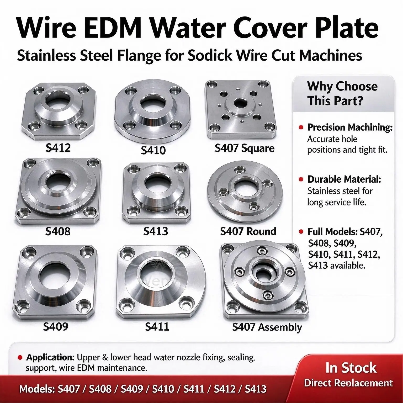 Apply for Sodick EDM nozzle guide 3082629 3081032 3088127 3081983 3082646 B12193D S407 S408 S409 Nozzle base water Nozzle holder