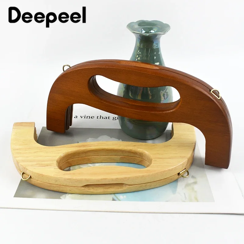 1/2 Uds Deepeel 24cm asas de madera bolso marco cierre beso cierre bolso de mujer soportes de costura bolsas de ganchillo accesorios DIY