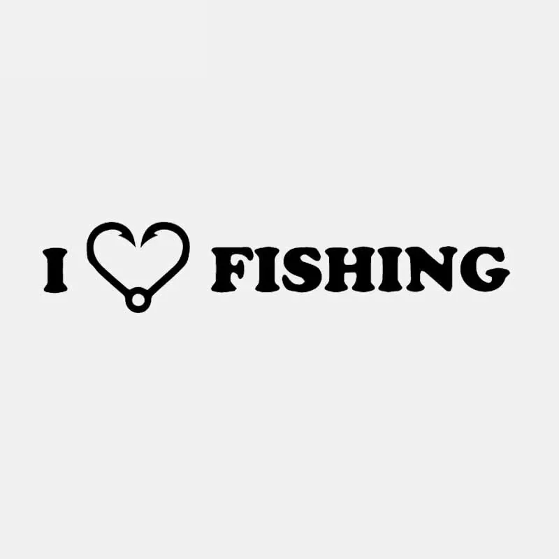 

Car Stickers Fun I Love Fishing Decals Fish Hook PVC Car Stickers Creative Waterproof Cover Scratch Black/white, 18cm*4cm