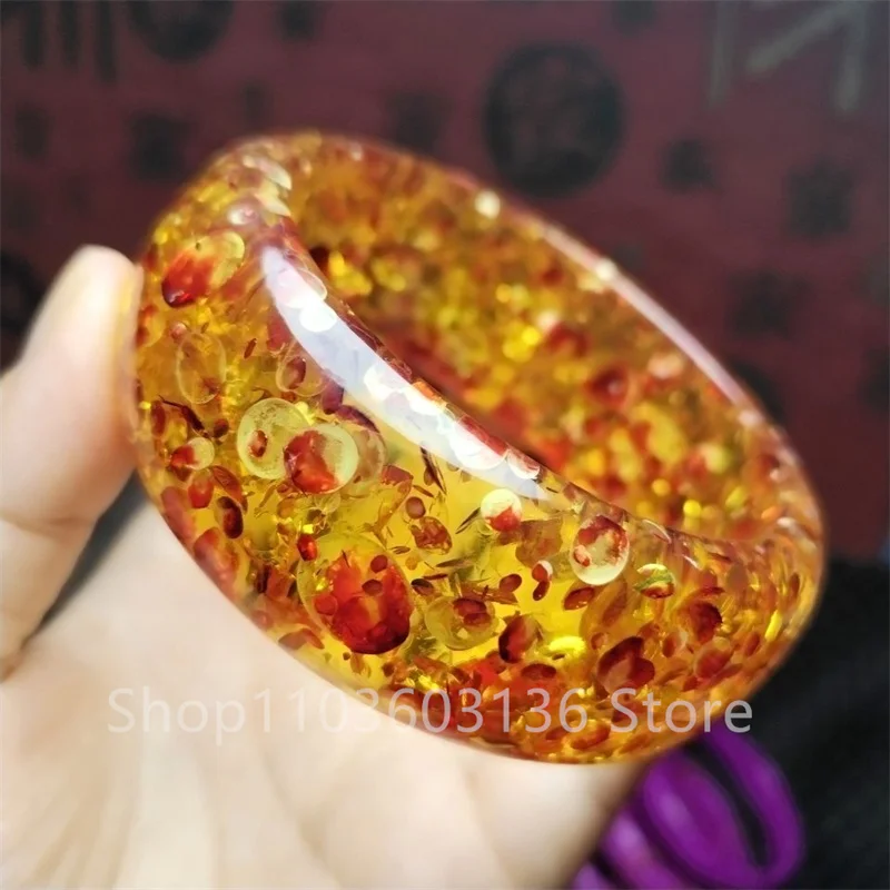 

Natural Amber Beeswax Bracelet Pure Water Flower Po Bracelet Raw Mineral Beeswax Amber Women's Gem Bracelet