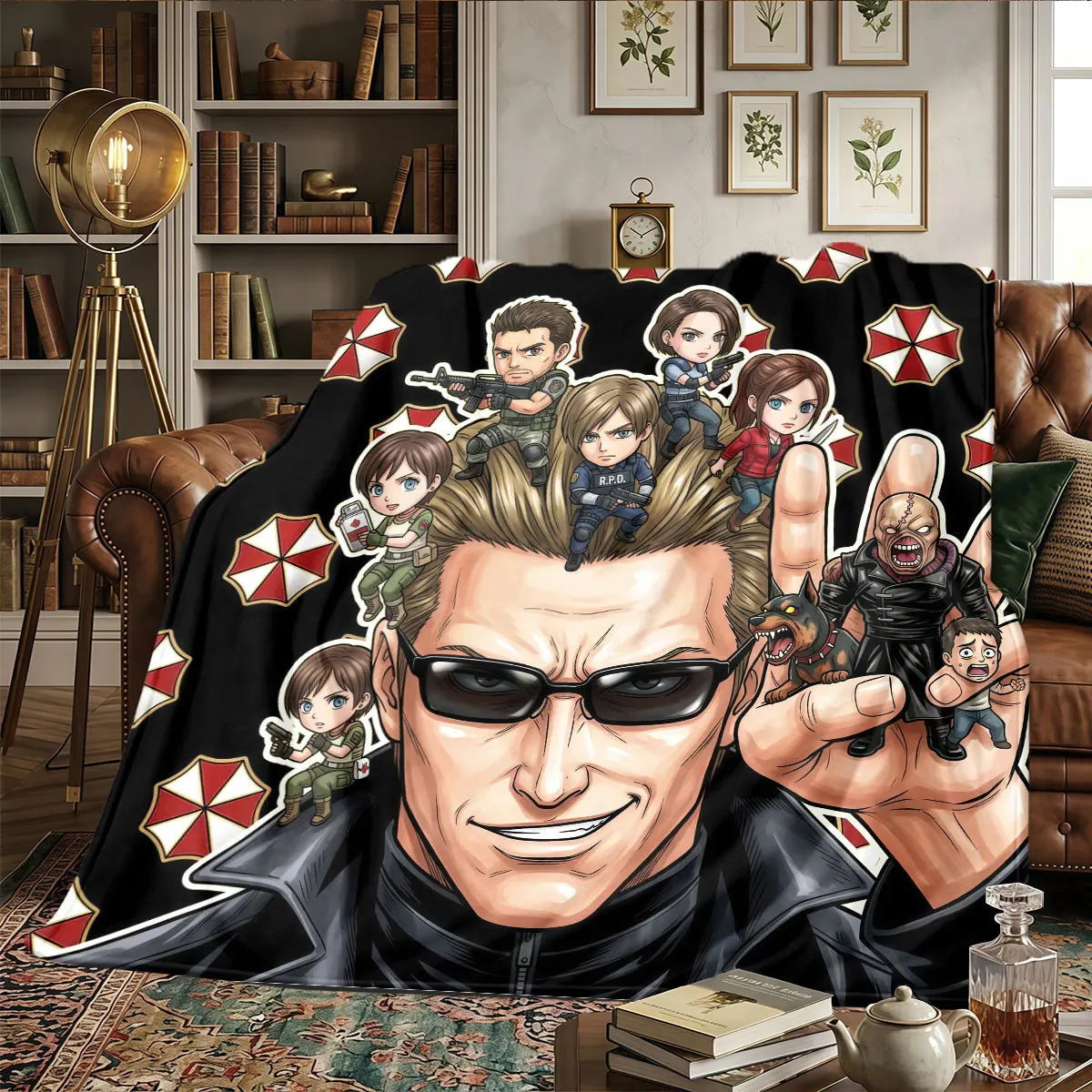 Couverture à motifs Resident Evil pour la maison, de haute qualité, toutes saisons, pour la décoration de la maison, les chambres, les siestes, chaleur, confort, cadeaux de Noël -HE72