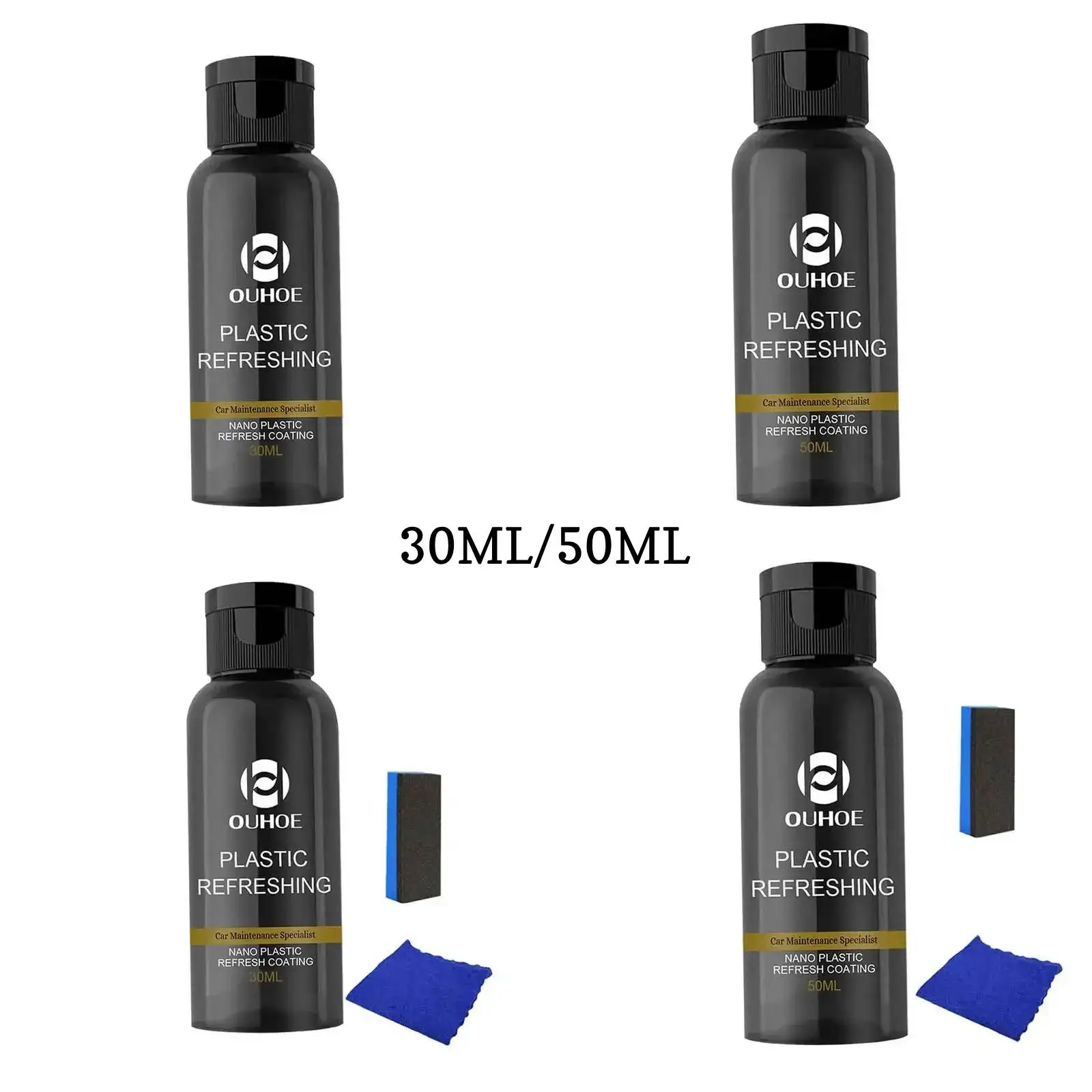 30/50ML set Car Plastic Restorer agent for Car Interior Exterior Cars plastic parts Revitalizing coating trim retreading agent