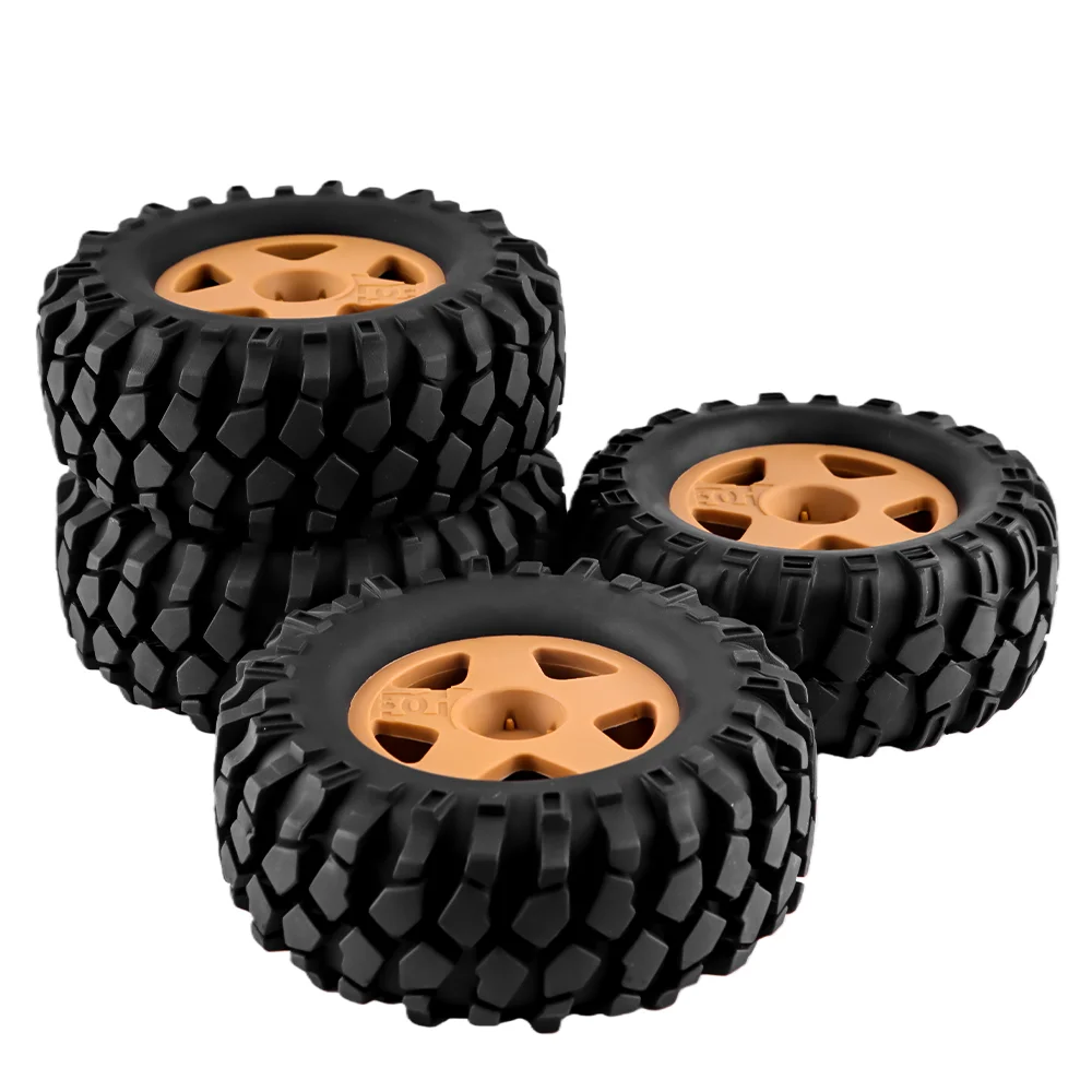 مجموعة إطارات وعجلات مجنزرة RC مع إطارات مطاطية بمحور سداسي 12 مم لـ 1/12 FMS FJ45، MN-D90، MN-99S، RGT EX86100 (الغراء المطلوب)