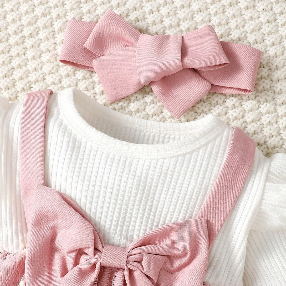 Newborn Baby Girls Clothing Set Infants Baby Girl Long Sleeved Bodysuit + Bow Tie Striped Pants + Headband 3PCS Baby Outfit