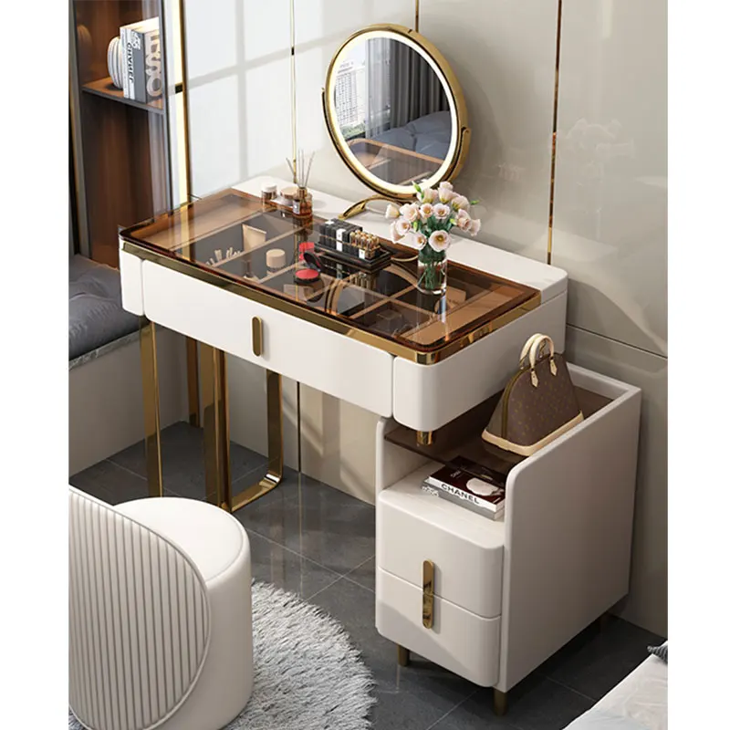 Handles Holder Dressing Table Modern Minimal Mirror Vanity Dressing Table Mobile Hotel Tocador Maquillaje Bedroom Furniture