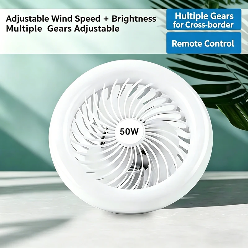 2 In 1 Ceiling Fan Lamps 3 Speeds Adjustable E27 Base Infinitely Dimmable for Living Room Bedroom Study LED Decorative Light