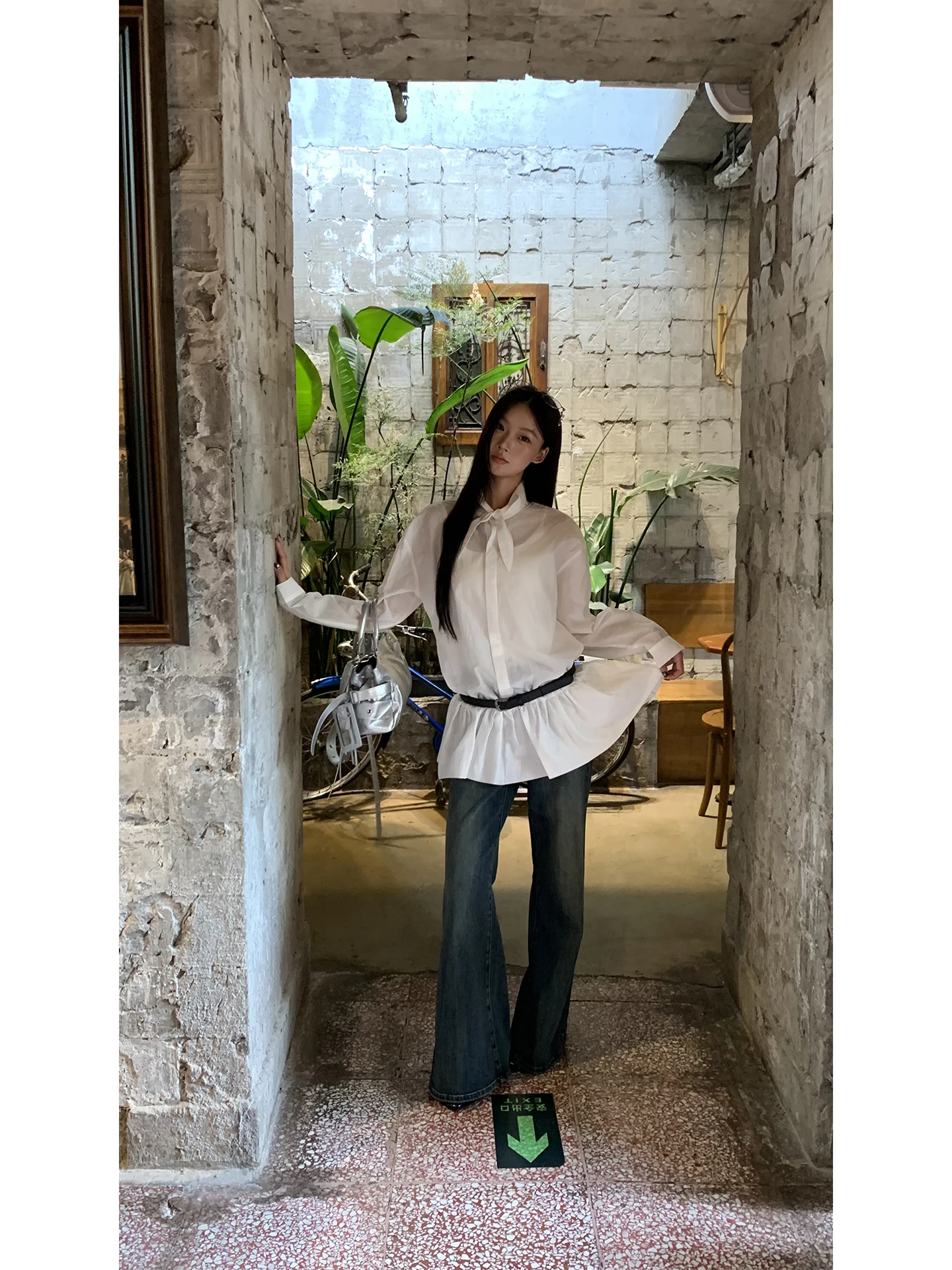 Csa blanca e para mujer, diseño de moda de principios de otoño, sensación única,  csa superior, mezcla de al...