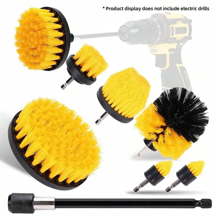 

8Pcs/Set Electric Cleaning Brush Head Set, Household Cleaning Tool Electric Drill Brush Head for Cleaning Kitchen/Bathroom/Balcony/Tile/Carpet, Car Cleaning Electric Washing Brush