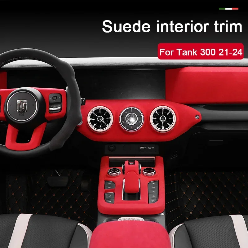 

Suede Overlays Interior Cover for Tank 300 2021 2022 2023 2024 Center Console Gear Cover, Shift Panel, Door, Dashboard Trim
