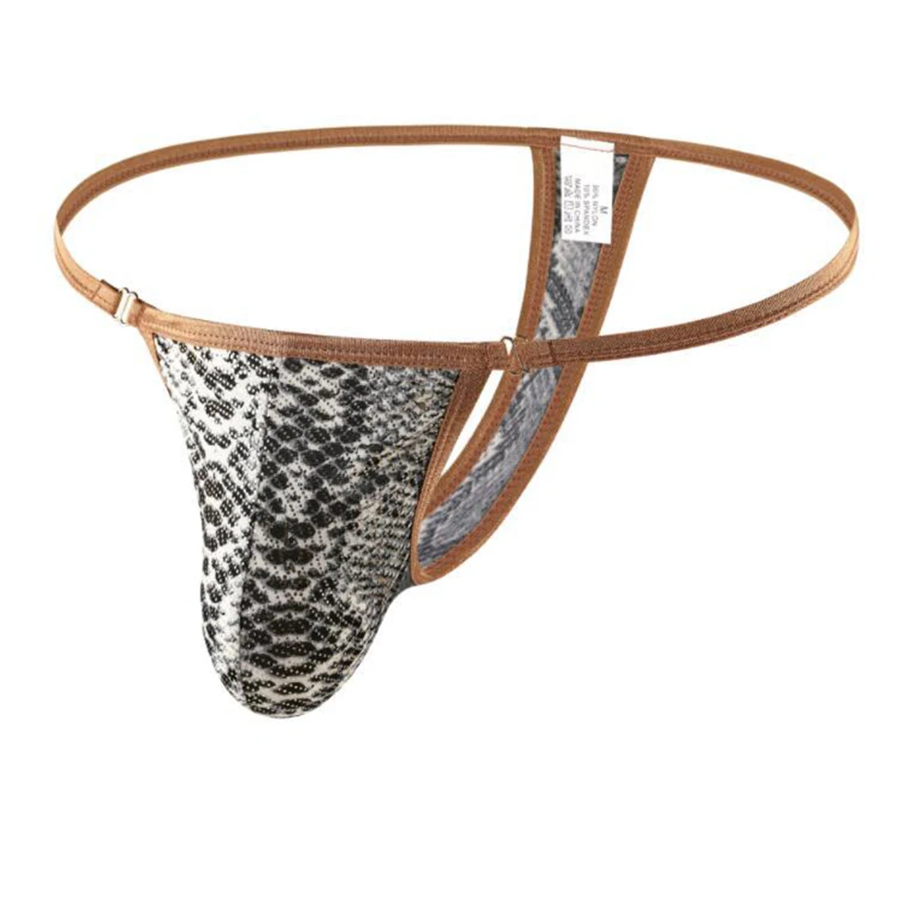 Lingerie masculina impressão tanga briefs g-string tanga briefs masculino sexy bikini bulge bolsa roupa interior tecido de náilon padrão de impressão