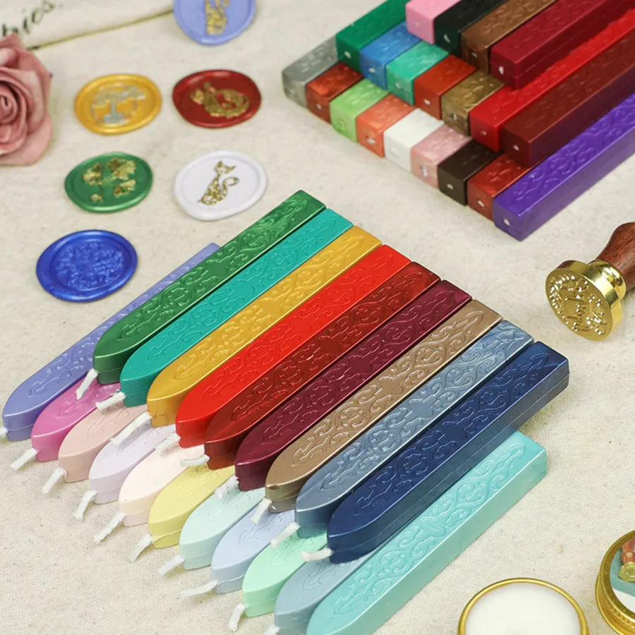 5 teile/beutel Siegelwachs Sticks mit Dochten Antike Feuer Manuskript Siegelwachs für Wachs Siegel Stempel Umschlag Hochzeitseinladungen – Detail 5
