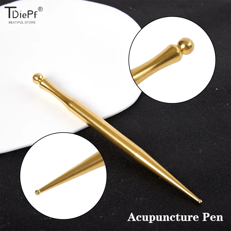 1PCS Brass Acupuncture Pen Facial Reflexology Tools Brassl, Trigger Point Massager Deep Tissue Back Massager Body Face Massage