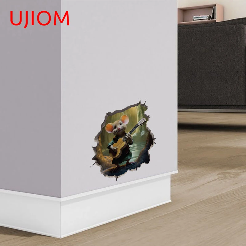 UJIOM 13cm X 12cm Hamster Hairdressing Amusing Cartoon Wall Sticker Spoof Vinyl Laptop Toilet Decal Home Decorations Accessories