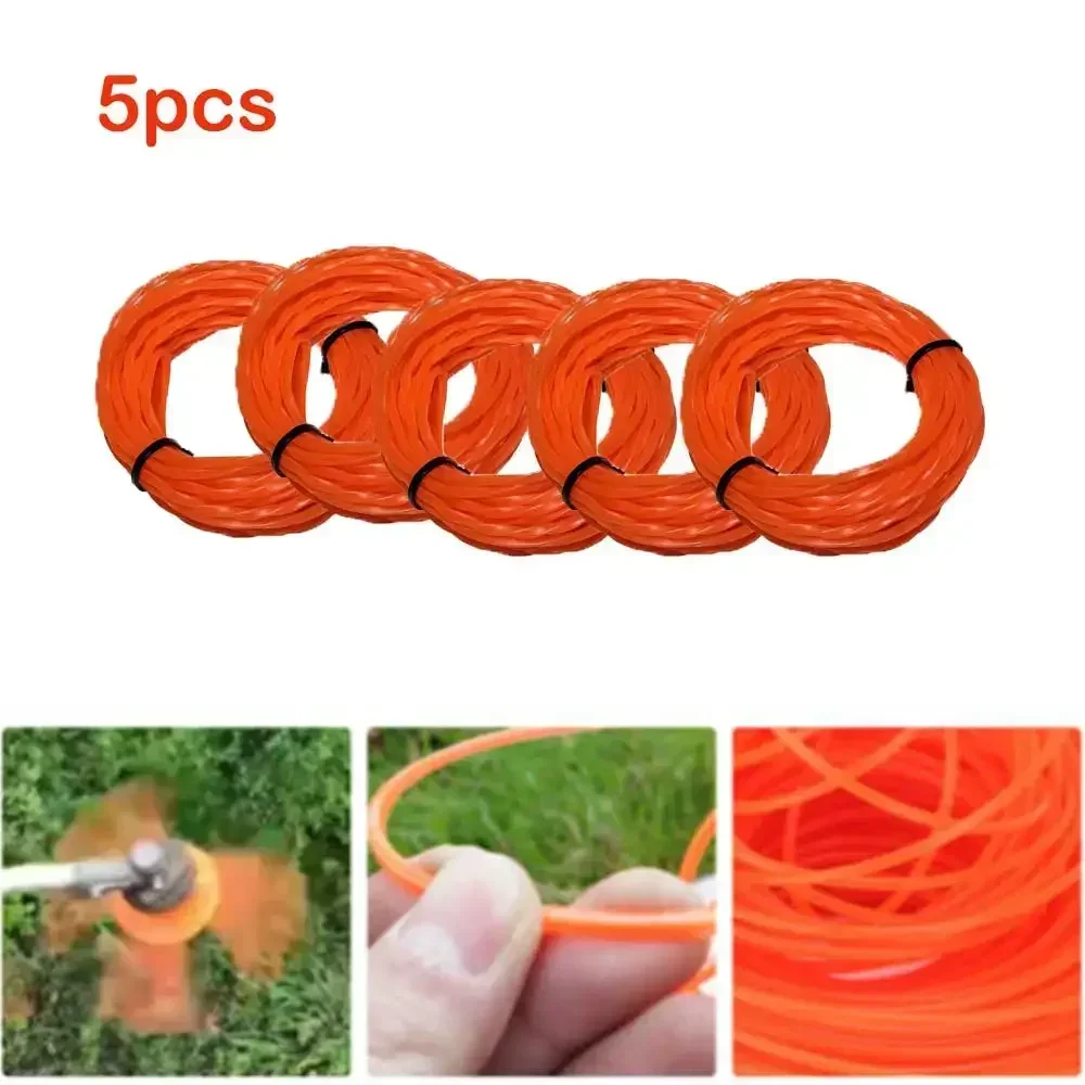 Straw Rope Durable Grass Rope High Quality Nylon Orange 100% New 5M Line Length Strimmer Line String Trimmer Parts