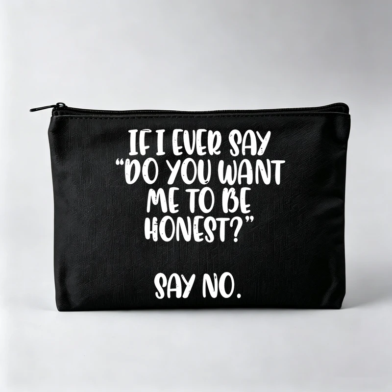 Women's Slogan-Style Graphic Makeup Bag, Zipper Cosmetic Pouch for Daily Use