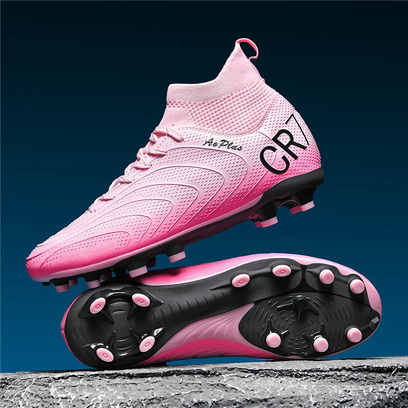 

A pair of children's four-season leather football shoes with long studs, wear-resistant soccer shoes, sizes 35-45，WX-H005