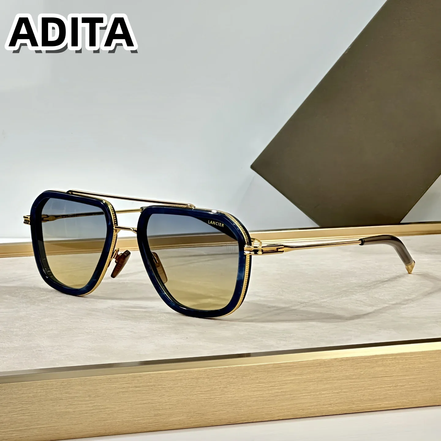 

LANCIER DLA433 Size 53-20 Top High Quality Sunglasses For Men Titanium Style Fashion Design Sunglasses For Womens With Box